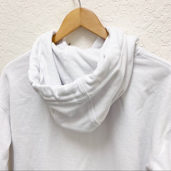 Calvin Klein Cropped White Hoodie Sweatshirt Sz S w/ Thumbholes - Picture 7 of 8